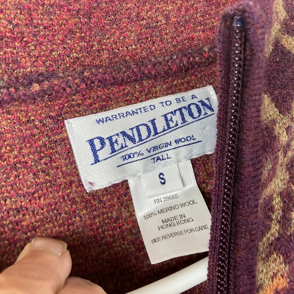 VTG 90s Pendleton Cardigan Women S Purple Wool Full Zip Paisley Jacquard Sweater - Picture 3 of 5